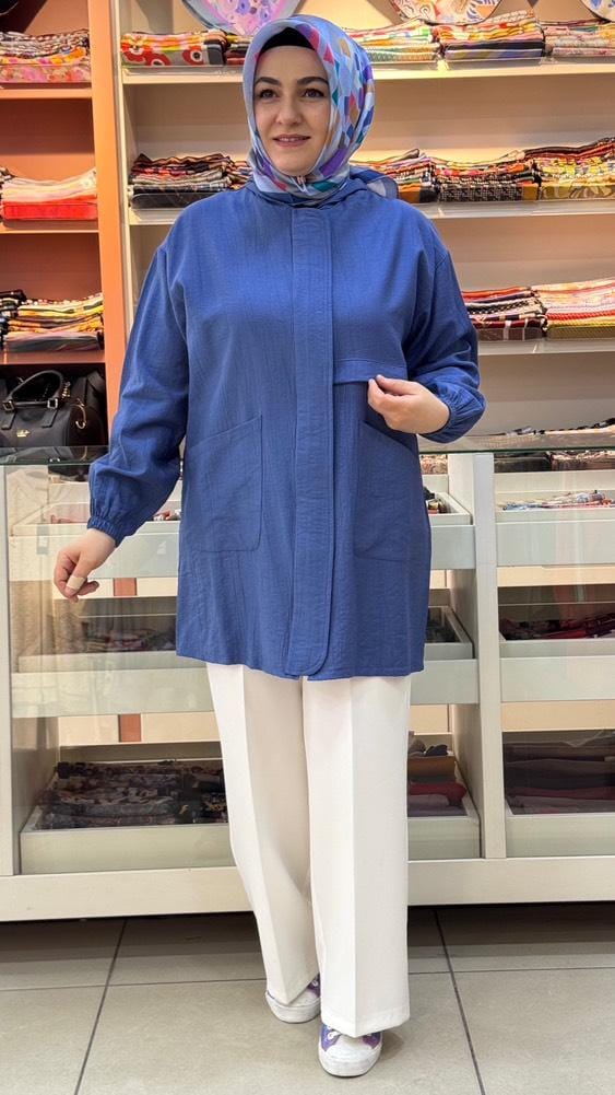 Janset - Cep Detaylı Kap İndigo/4375