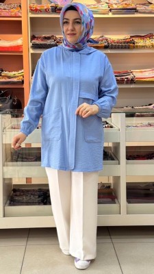 Cep Detaylı Kap Mavi/4375 - Thumbnail