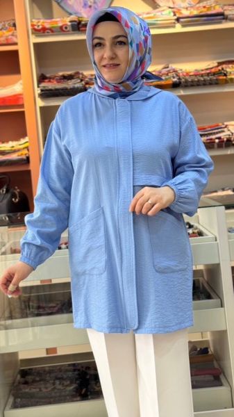 Cep Detaylı Kap Mavi/4375