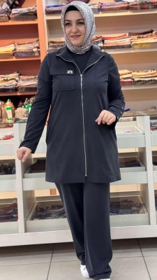 Cep Detaylı Pantolonlu Takım Antrasit/27142 - Thumbnail