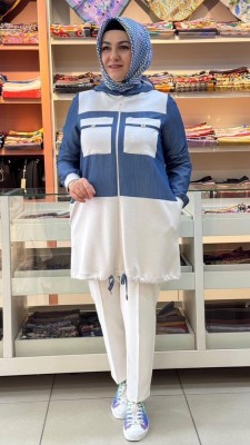 Esswap - Cep Detaylı Tencel Giyçık Kap Mavi/4200