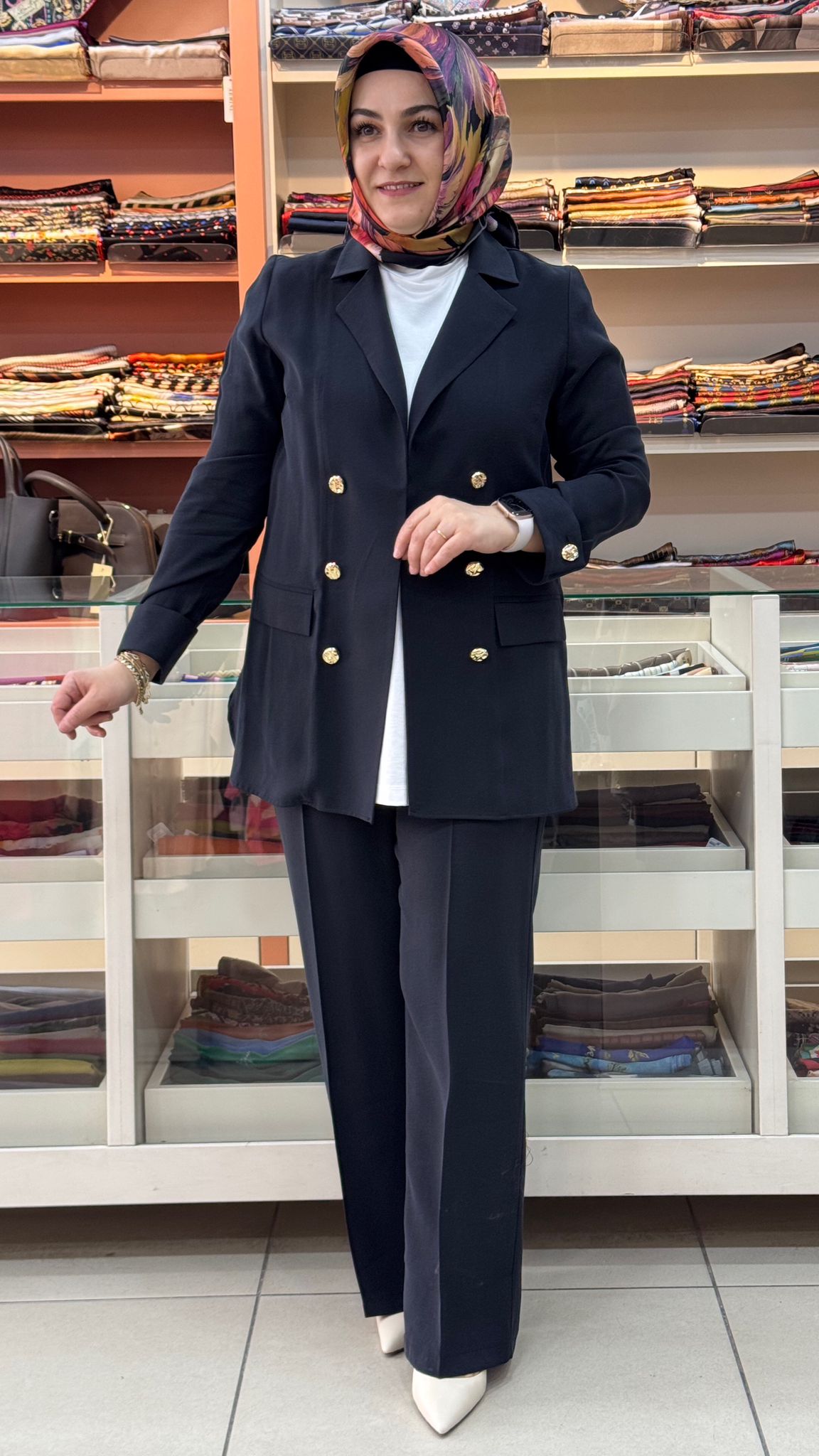 Gaze - Cep Görünümlü Düğme Detaylı Blazer Ceketli Takım Siyah/6194