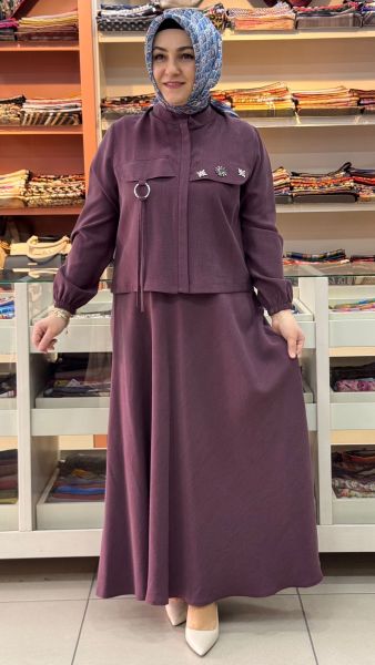 Cep Görünümlü Etekli Takım Mürdüm/1715