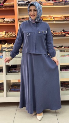 Cep Görünümlü Etekli Takım İndigo/1715 - Thumbnail