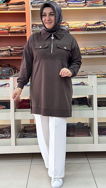 Cep Görünümlü Tunik Kahve/10783 