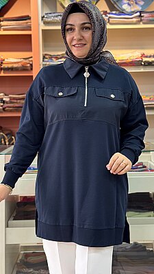 Cep Görünümlü Tunik Lacivert /10783 - Thumbnail