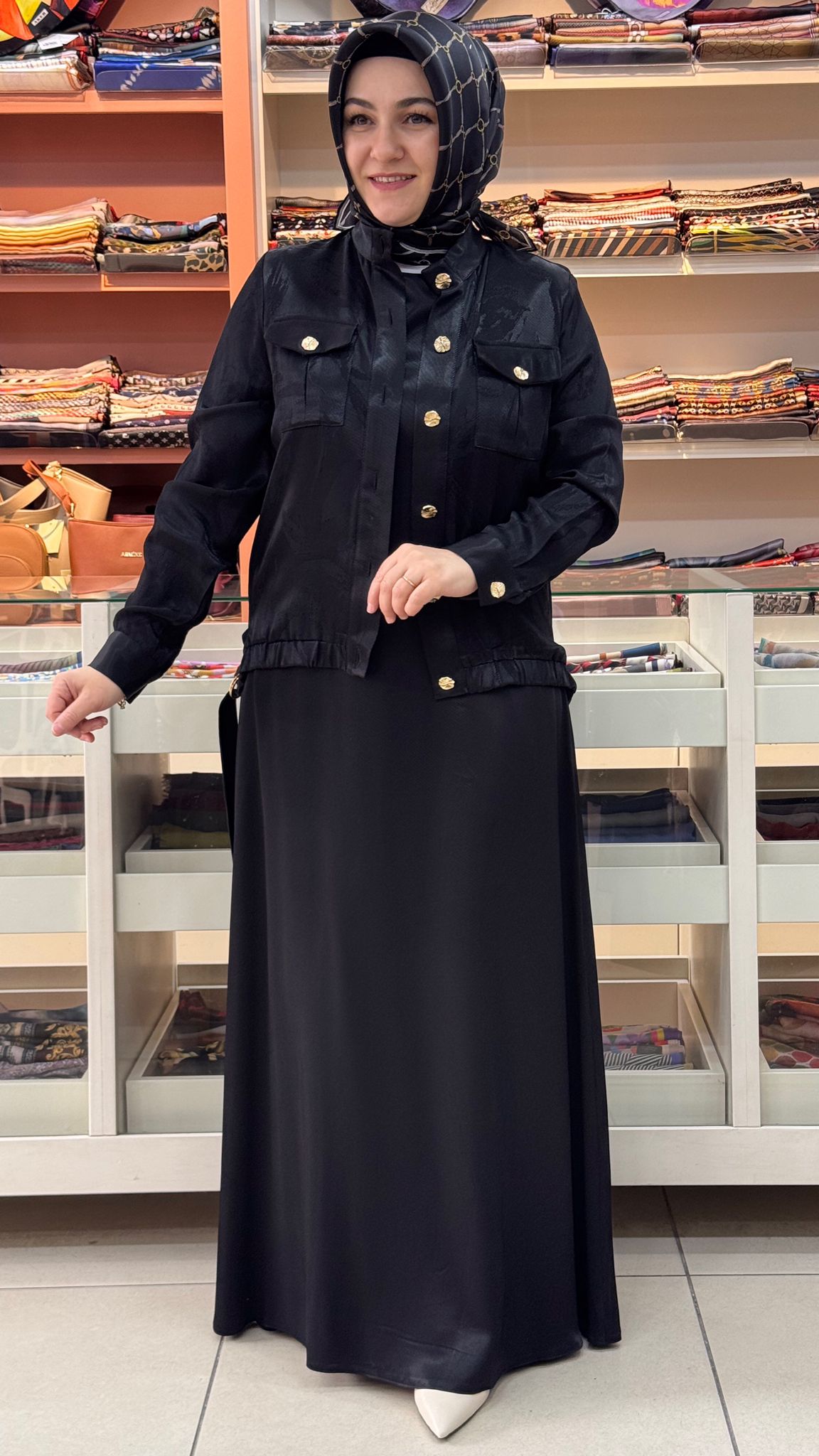 Dua&MisS - Cep Ve Büzgü Detaylı Ceketli Elbise Siyah/3013