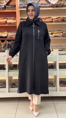  - Cep Ve Fermuar Detaylı Süet Kap Siyah/5525