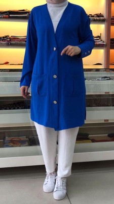  - Cepli Düğme Detaylı Ceket Saks/10243