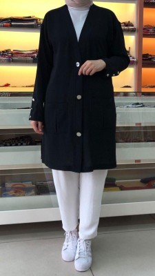  - Cepli Düğme Detaylı Ceket Siyah/10243