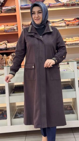 Cepli Ribana Detaylı Süet Kap Acı Kahve/5891