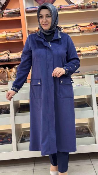 Cepli Ribana Detaylı Süet Kap İndigo/5891