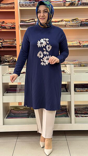 Çiçek Baskılı Tunik Lacivert/262912