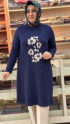 Çiçek Baskılı Tunik Lacivert/262912 - Thumbnail