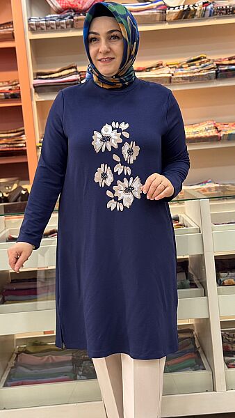 Çiçek Baskılı Tunik Lacivert/262912