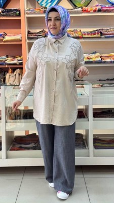 Aynaz - Çiçek Desen Çilek Kumaş Tunik Taş/170197
