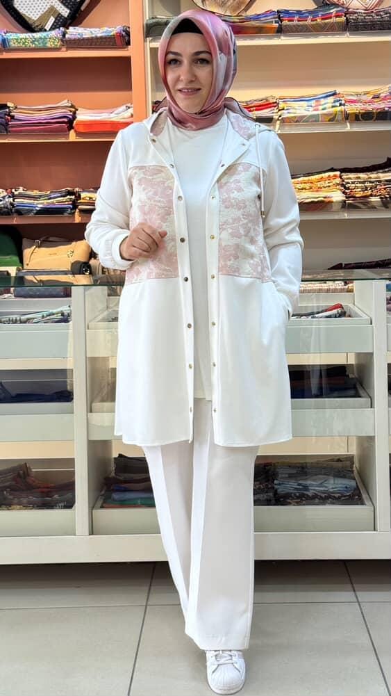 Esswap - Çiçek Desenli Çıtçıtlı Giyçık Kap Pembe/4216