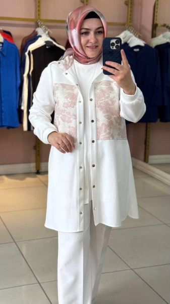 Çiçek Desenli Çıtçıtlı Giyçık Kap Pembe/4216