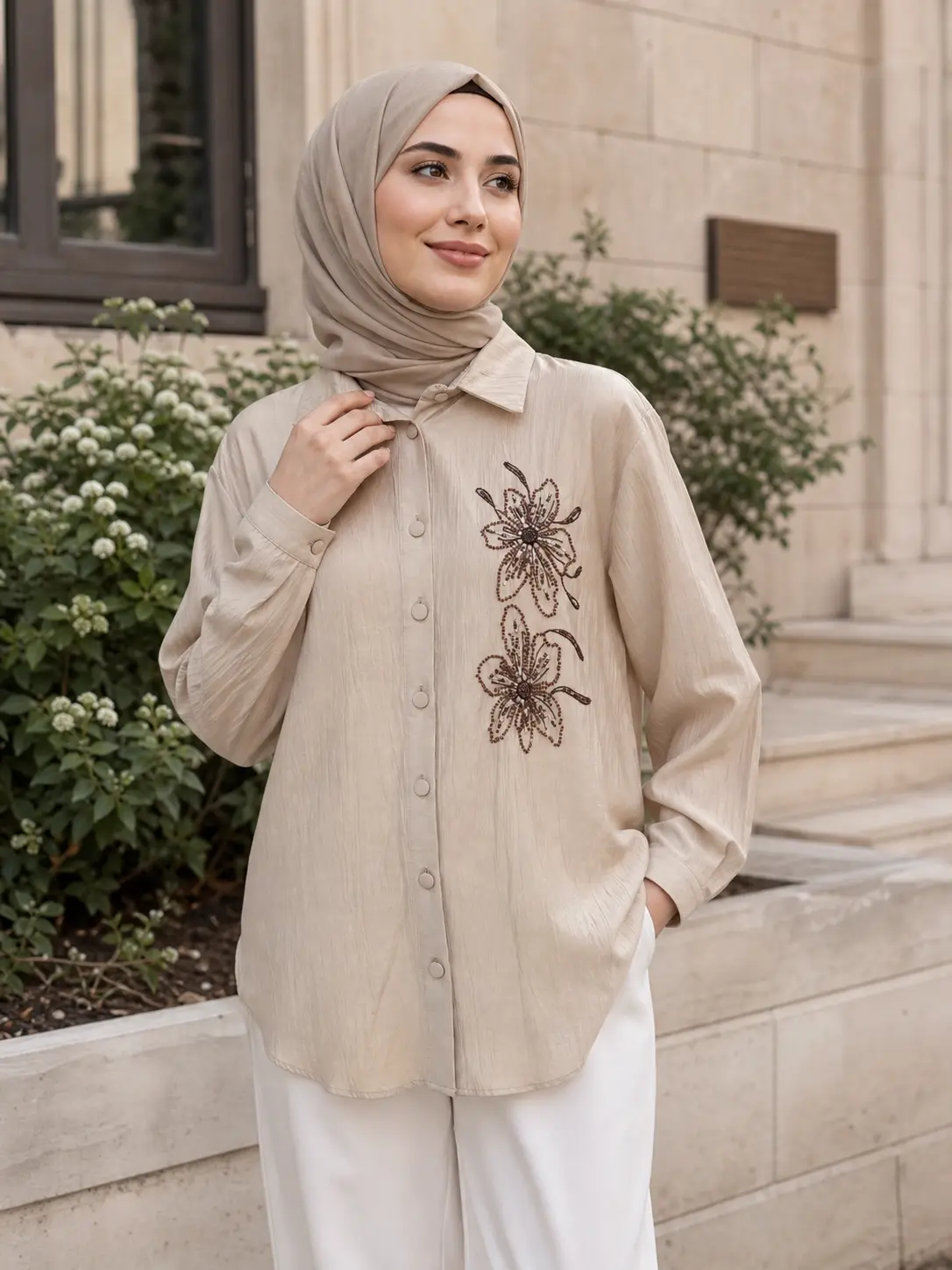 Janset - Çiçek Desenli Tunik Taş / 3944