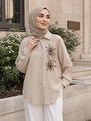 Janset - Çiçek Desenli Tunik Taş / 3944