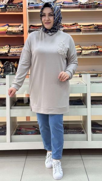 Çiçek Ve Boncuk Detaylı Tunik Taş/1860