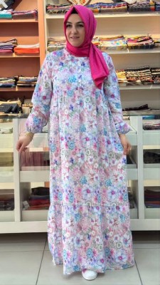  - Çiçekli Elbise Pembe/5618