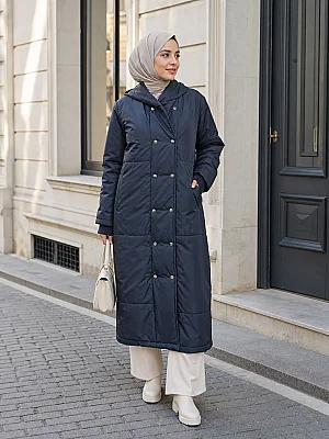 Armine Trend - Çift ÇItlı Şişme Kaban Lacivert/1751
