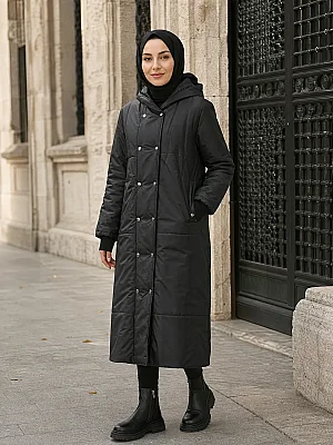 Armine Trend - Çift ÇItlı Şişme Kaban Siyah/1751