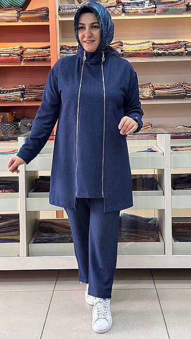 Armine Trend - Çift Fermuar Detaylı Kot Takım Mavi/1608