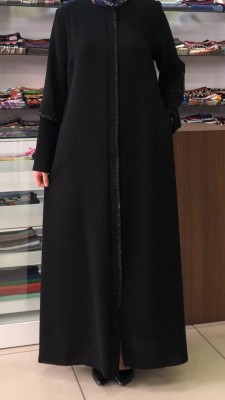  - Çift Kol Detaylı Ferace Siyah/4002