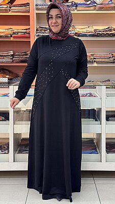 Şura - Çimalı Zımba Detaylı Elbise Siyah / 9211 