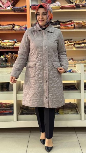 Çıt Çıt Detaylı Kapitone Kap Koyu Vizon/5577
