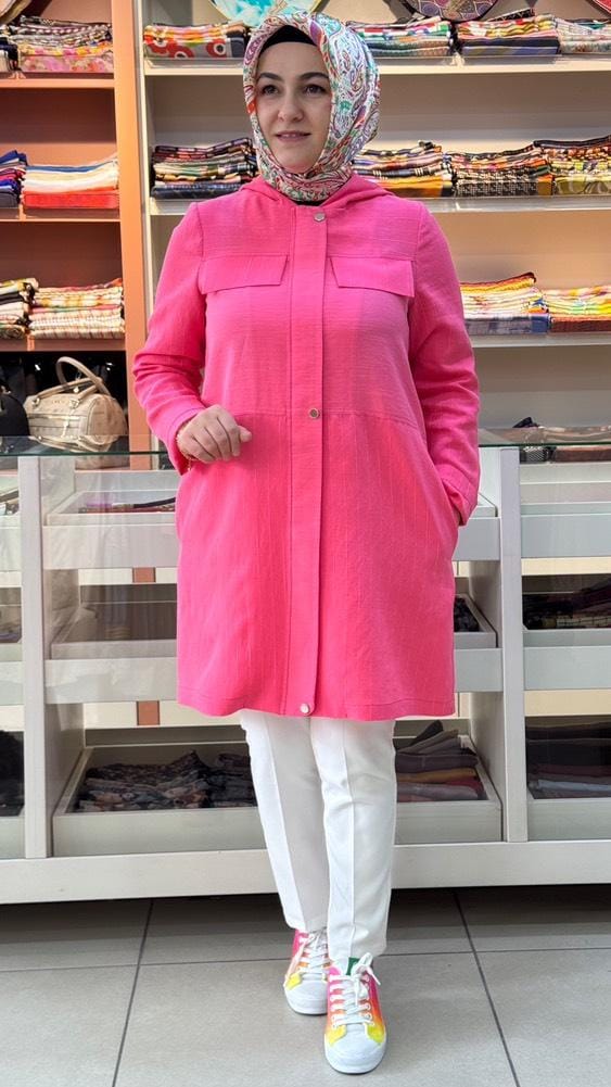 Esswap - Çıt Çıt Detaylı Kapşonlu Ceket Pembe/2514000