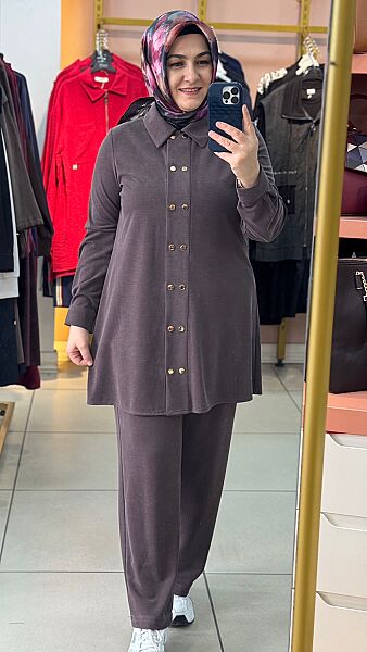Çıt Çıt Detaylı Takım Kahve/3824 