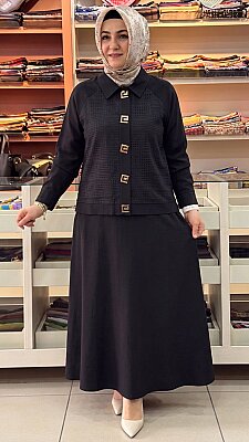verev - Çıt Çıtlı Etekli Takım Siyah/ 3080
