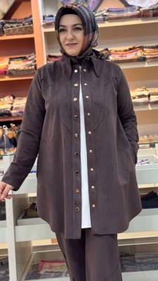 Çıt Çıtlı Süet Kap Kahverengi/21555 - Thumbnail