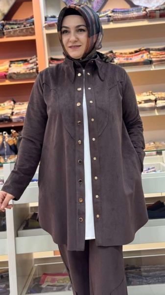 Çıt Çıtlı Süet Kap Kahverengi/21555