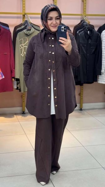 Çıt Çıtlı Süet Kap Kahverengi/21555