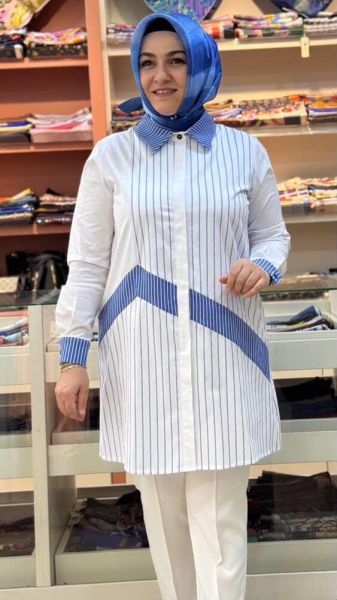 Çizgi Detaylı Gömlek Tunik/1229