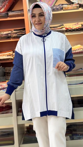 Çizgi Detaylı Kap Mavi/2098