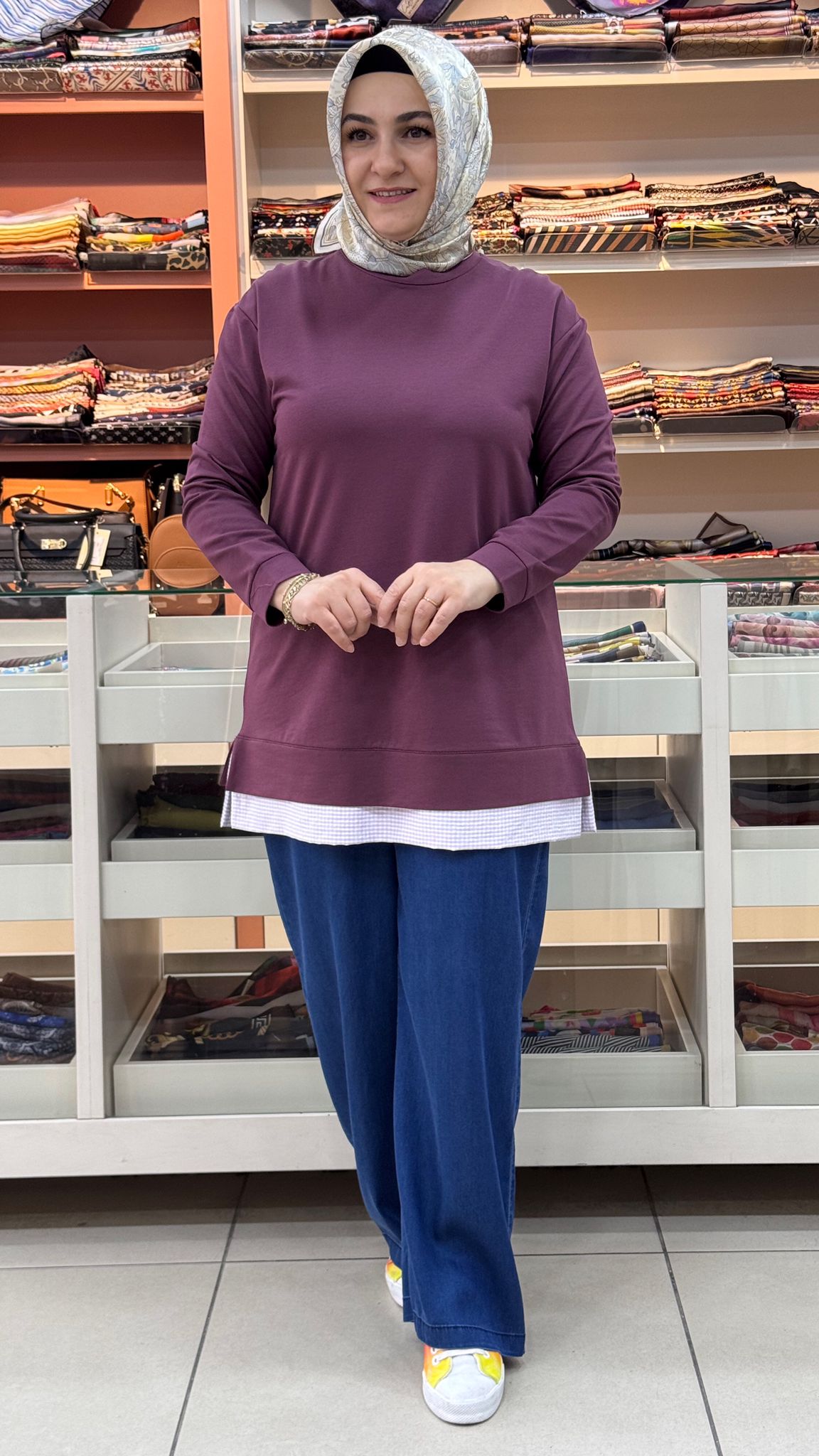 Kado - Çizgi Detaylı Tunik Mürdüm/257521