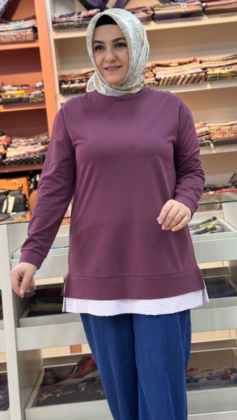 Çizgi Detaylı Tunik Mürdüm/257521