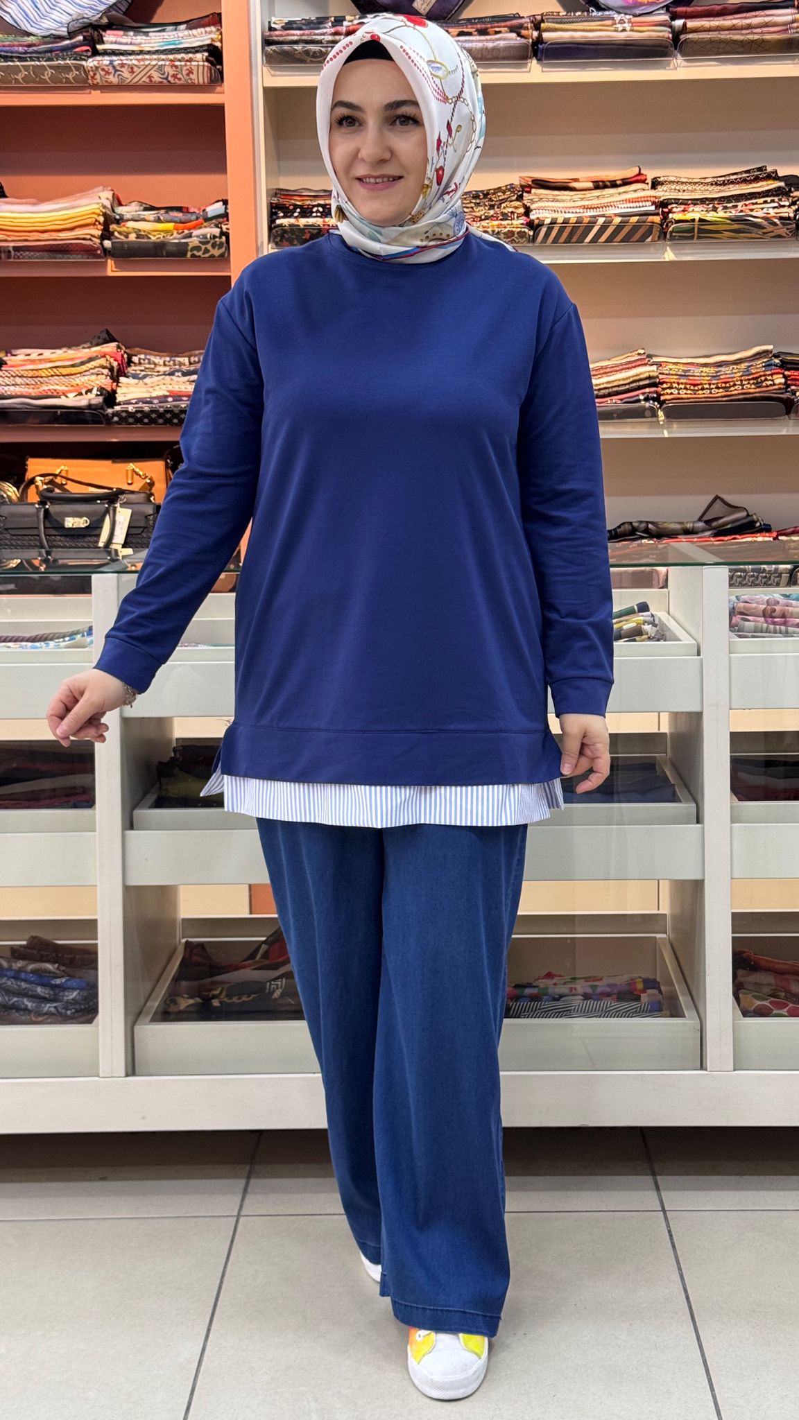 Kado - Çizgi Detaylı Tunik Lacivert/257521