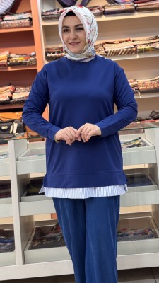 Çizgi Detaylı Tunik Lacivert/257521 - Thumbnail