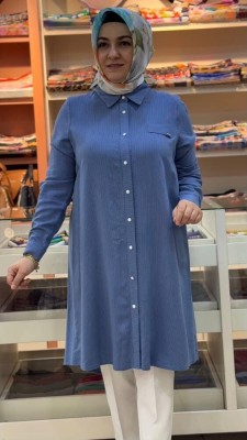 Çizgi Detaylı Tunik Koyu Mavi/2820 - Thumbnail