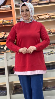 Çizgi Detaylı Tunik Kırmizı/257521 - Thumbnail