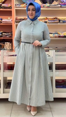 SHURP - Çizgili Elbise Yeşil/7595