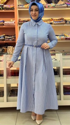 SHURP - Çizgili Elbise Mavi/7595