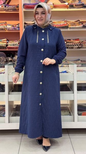 Damla Desen Detaylı Kap Lacivert/2901