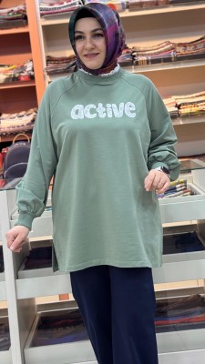 Dantel Detaylı Sweat Tunik Çağla/3118 - Thumbnail